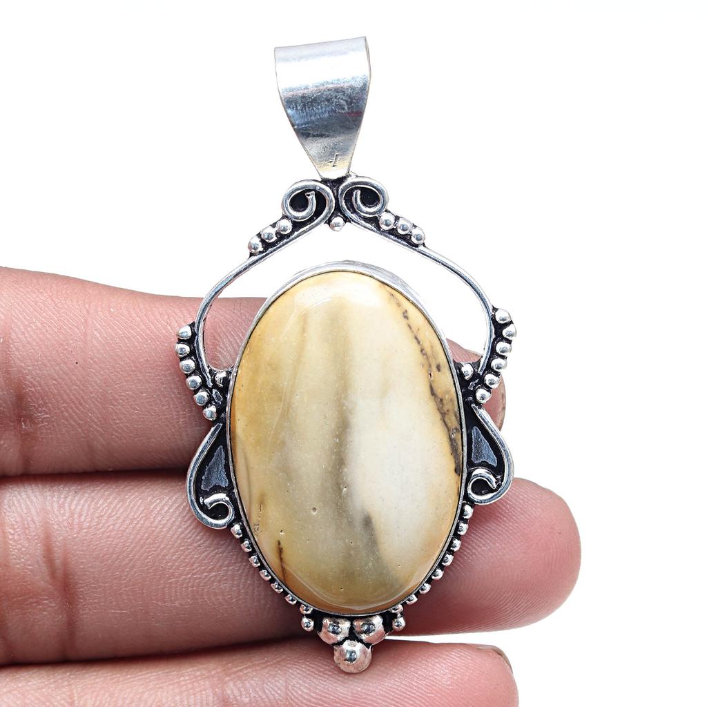 Pendant Wild Horse Jasper Gemstone Handmade Gift For Her Silver Jewelry 2.5"