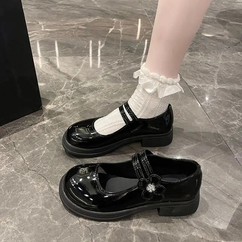 Fashion Woman Pumps Gothic Mary Jane Shoes for Women Moccasins Loafers Japanese Style Lolita Round Toe Slip On 2025 Trend 39 Chic Point