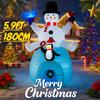 5.9FT Giant LED Light Inflatable Xmas Snowman Penguin Igloo Toy Yard Decor Home Decoration Ornament Gift Supplies Holiday Gifts