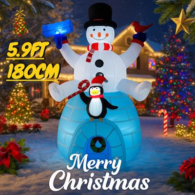 5,9 Fuß Großer LED-Licht aufblasbarer Weihnachtsmann Pinguin Iglu Spielzeug Garten Dekoration Heimdekoration Schmuck Geschenkartikel Feiertagsgeschenke