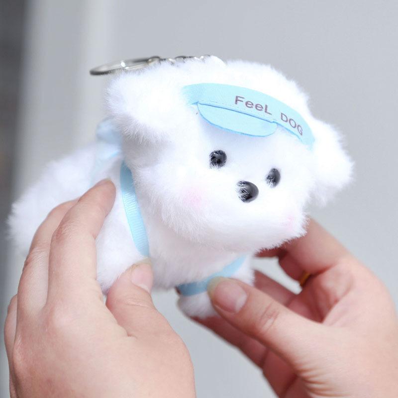Cute Cartoon Plush Puppy Keychain Pendant Creative Stuffed Animals Keychain Kawaii Backpack Decoration Accessories Gifts