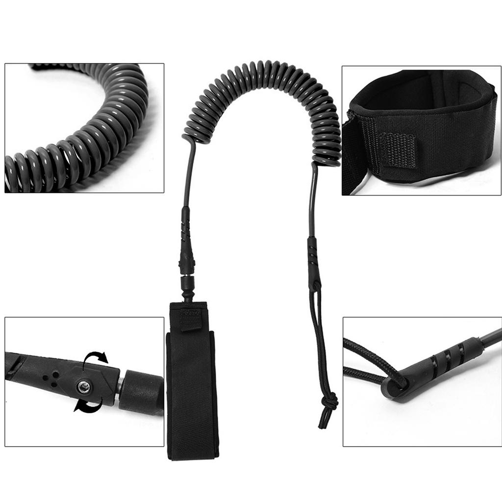 10FT 5.5 MM Paddle Board Leash Strong Cord Surfboard Foot Leash 360 Degree Rotating Design for Swivels Inflatable Longboard