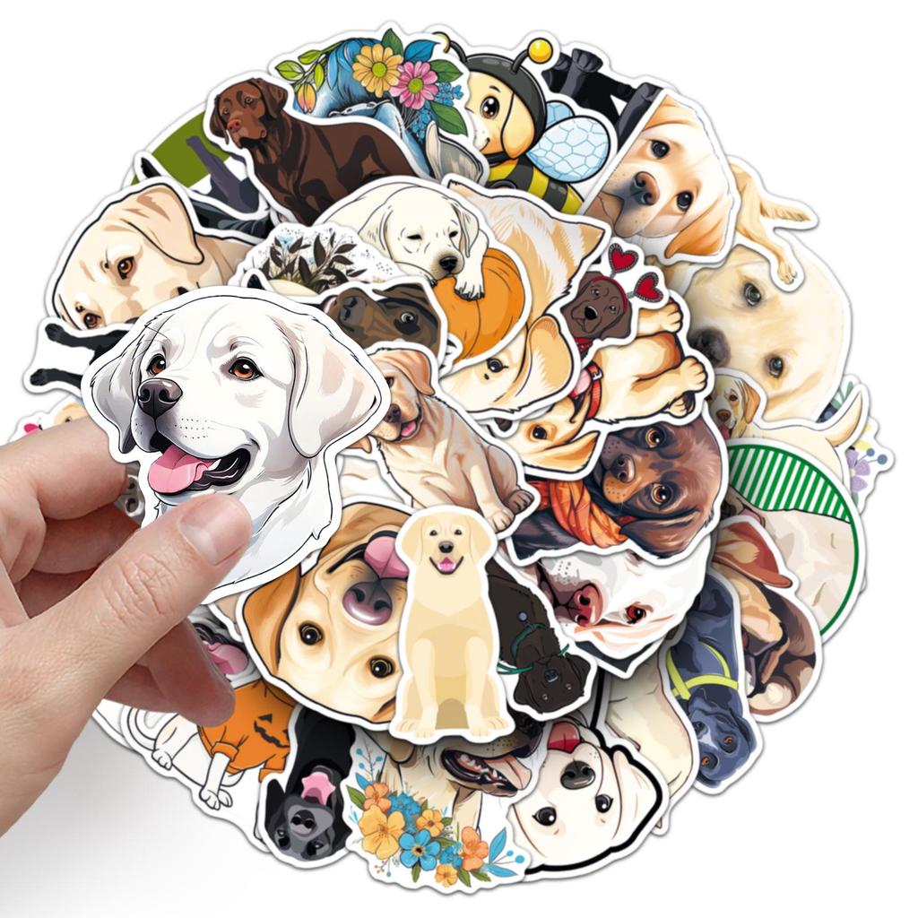 Samolepky Labrador Doodle: 50ks Roztomilý Psí Kreslený Dekor pro Pouzdra na Telefon a Zavazadla
