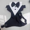 Dog Tuxedo Vest with Bow Tie, Formal Wedding Harness Outfit for Small Dogs, Puppy Party Suit Costume with Chest Strap