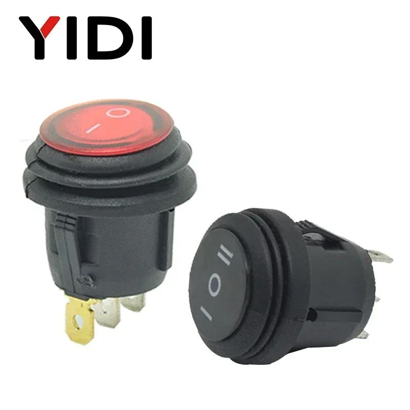 6A 250VAC Waterproof Round Rocker Switch 12V 220V Red Green Blue Yellow LED Light Rocker Switch 10A 125VAC  ON OFF SPST Switch