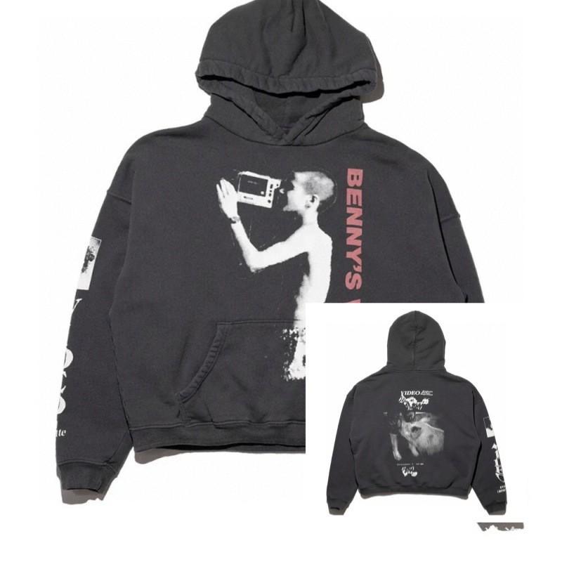 Mens Oversized Distressed Washed Hoodie With Letter Print Loose Fit Cotton Sweatshirt Fall