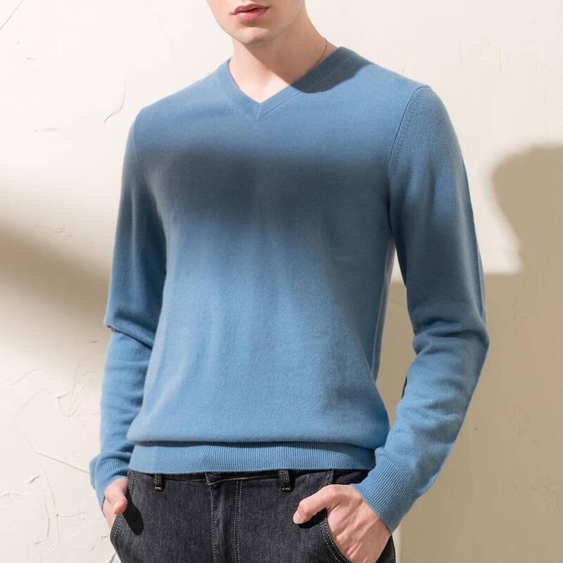 Men's 100% Cashmere V-Neck Long-Sleeve Knit Sweater