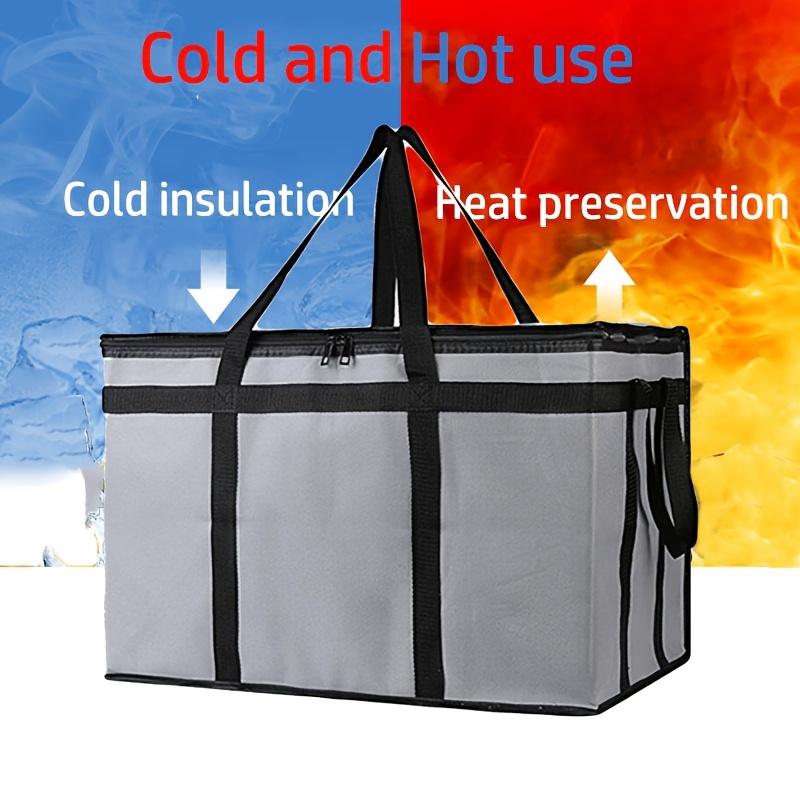 1 Set (Bag & Bottom), XXXL Large Capacity Reusable Warming Bag with Removable Hard Bottom, 3 Layers Insulated Pizza Delivery Bag