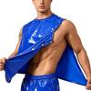 S-3XL Men Vinyl Waterproof Reusable Tank Top Round Neck Sleeveless Press Buttons At Shoulder and Sides for Gymnastics Workout Exercise