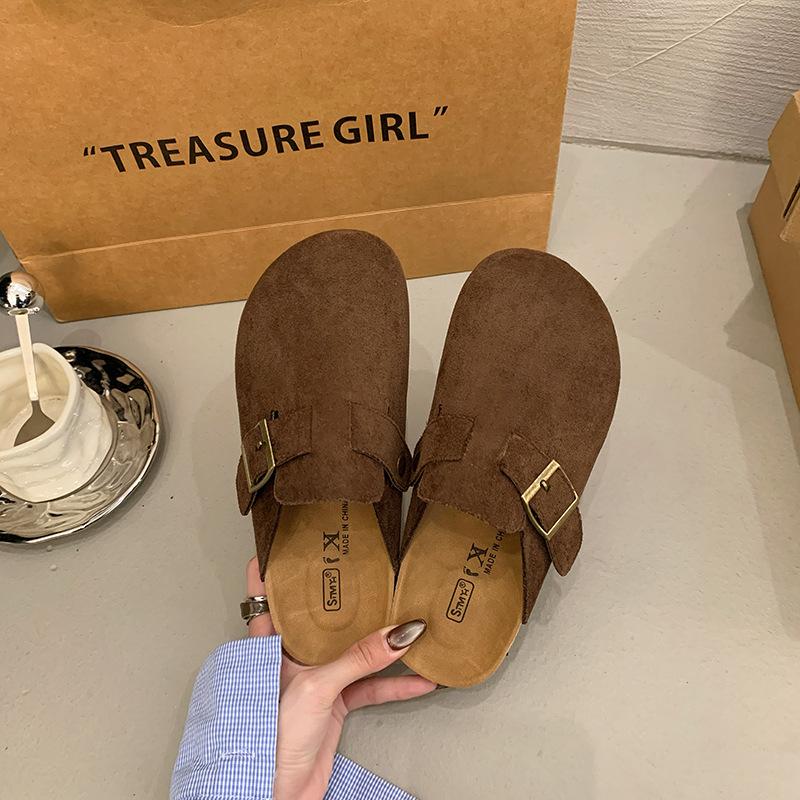 

Популярная обувь женская 2025 весна и осень новые полушлепанцы с сумкой на носке для беременных, на толстой подошве для ленивых, в стиле ретро 41 темно-коричневого