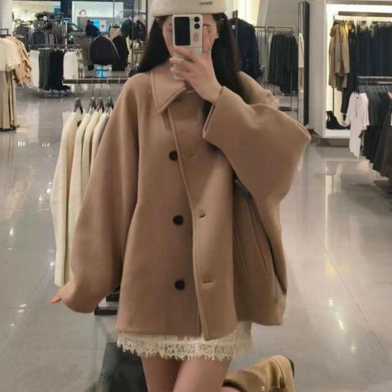 

Old Qian Feng Loose Batwing Sleeve Coat Cloak Coat Fancy camel(High quality) L