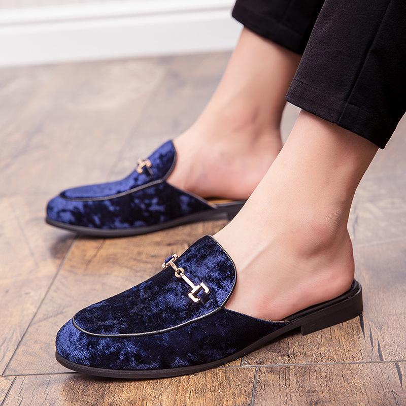 Men’s Summer Slip-on Embroidered Leather Mules 40