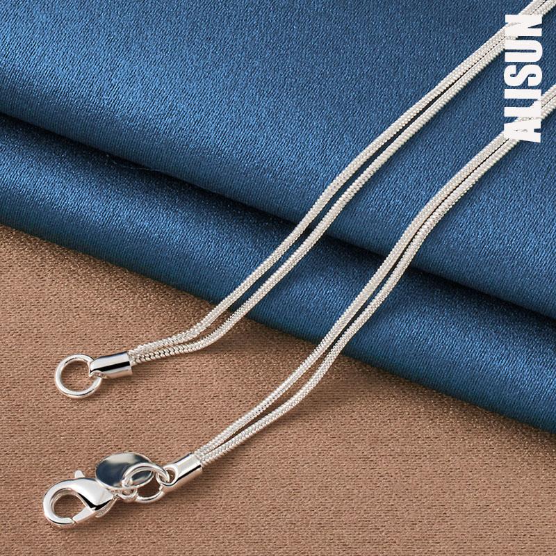 925 Sterling Silver Double Snake Chain Matte Smooth Bead Necklace Fashionable Wedding Jewelry