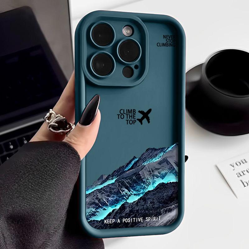Mountain Peak Aircraft Patterned Case For iPhone 15 16 14 Pro Max 15 16 Plus 11 12 13 Pro 16E XR Shockproof Soft TPU Phone Cover
