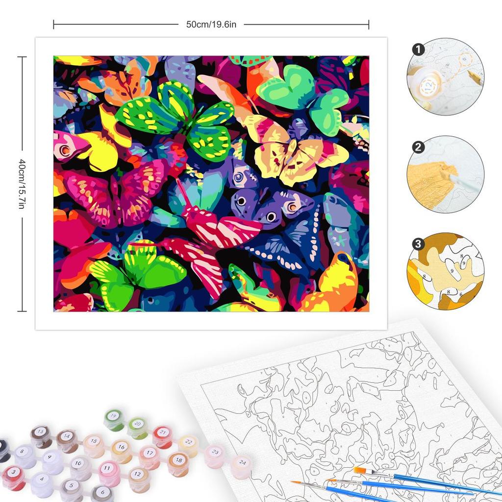 Frame Painting By Numbers For Adults Kit Butterfly Animals Starter Kit Acrylic Paint Picture With Numbers Crafts For Home Decors 40x50