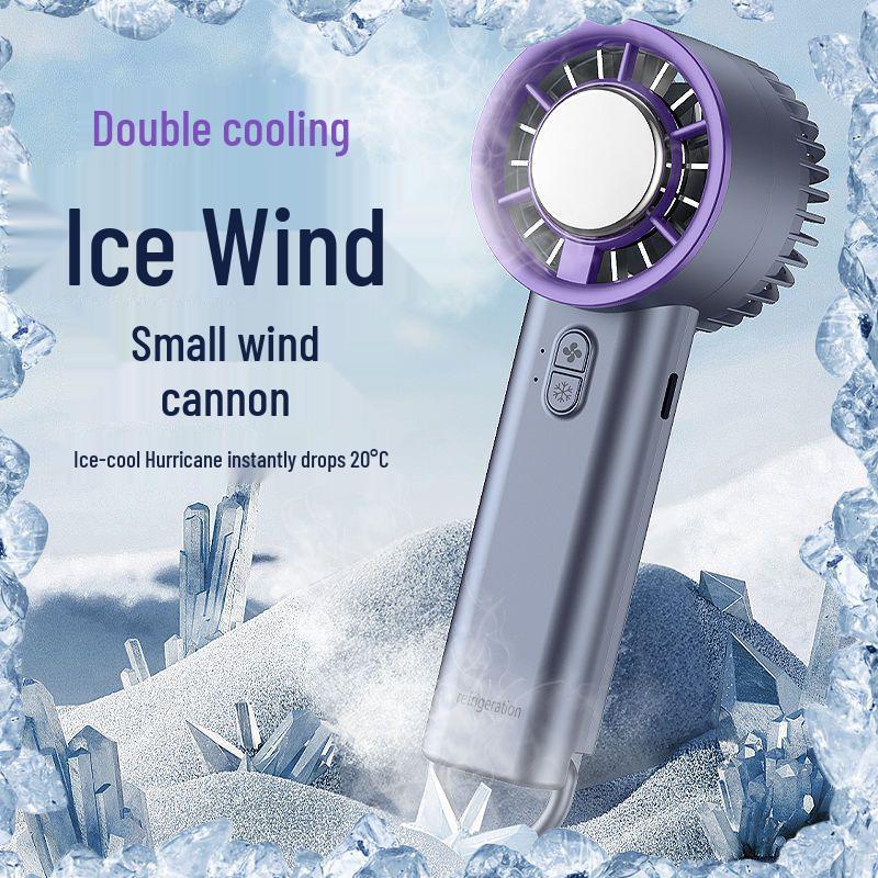 Handheld Mini Ice Pack Fan with Semiconductor Cooling and Digital Display for Portable Desktop and Outdoor Use