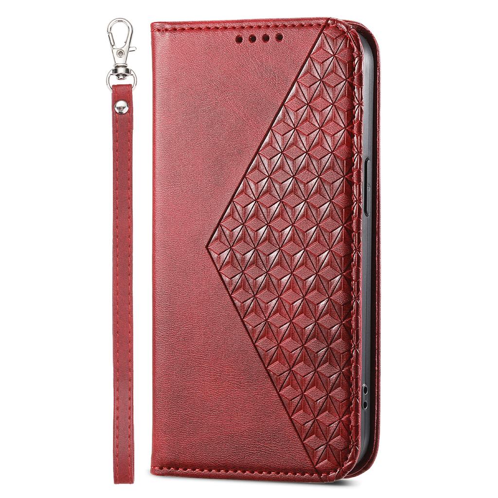For Xiaomi Redmi Note 13 Pro 4G Case PU Leather Rhombus Imprinted Pattern Wallet Phone Cover