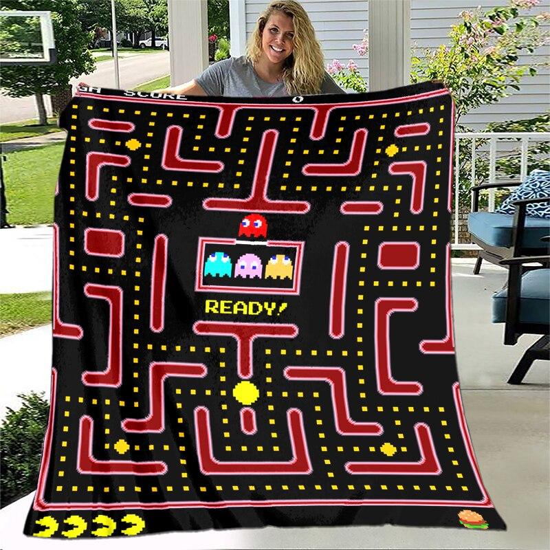 Spelfilt Retrospel Flanellfilt Supermjuk fleece-sängfilt för sovrum Soffa Soffa Tv-filt Gamerfilt