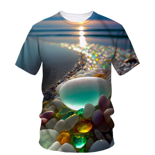 Sommer 3D Schöne Strand Ansicht Druck T Shirt Star Fish Asteroidea Grafik T-shirts Für Männer Mode T-shirts Kleidung
