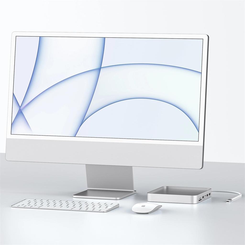 PULWTOP 7 In 1 USB C Hub for iMac 24 Inch iMac Accessories USB Hub with NVMe SSD Slot Not 1 X Gen 1 X Gen 2 X Card Reader Silver 2021/2023 M1/M3 M.2
