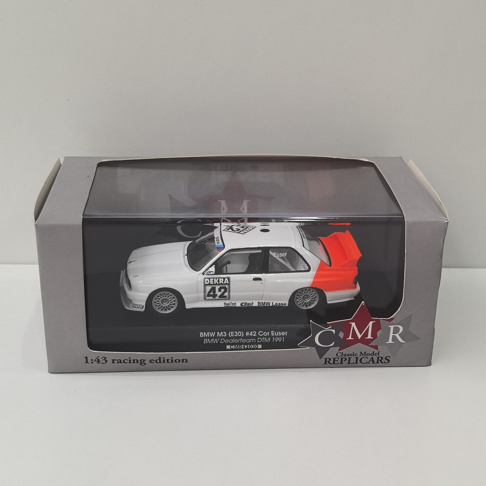 

Diecast CMR 1/43 Scale BMW M3 E30 # 42 1991 DTM Racing 19 Alloy Car Model