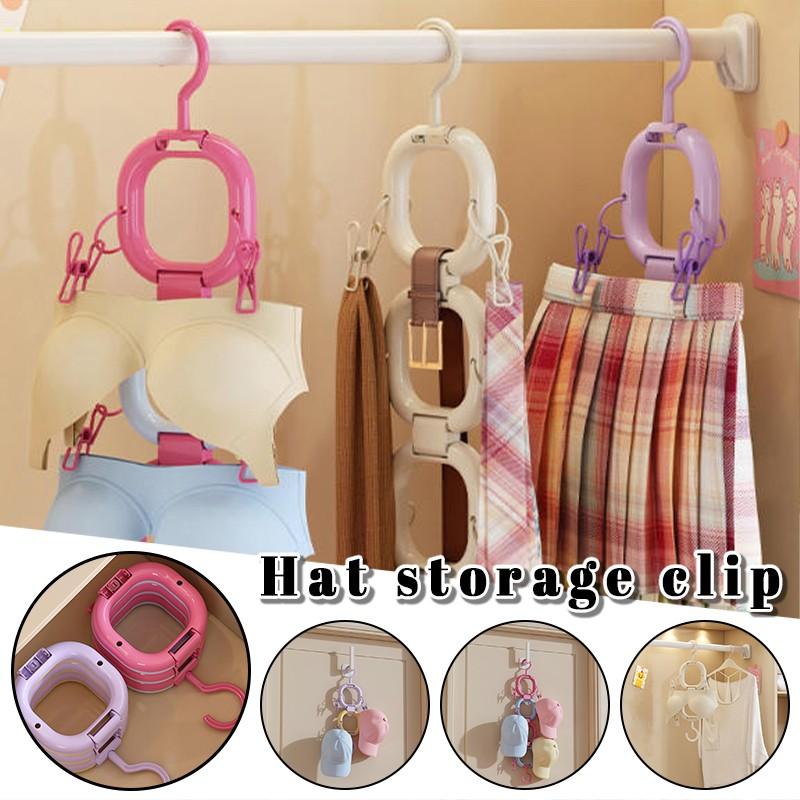 2/4/6Hook Rotating Cap Storage Rack with Hooks Clips Multi Functional Space Saving Home Organization Tool Cap Hanger Rack