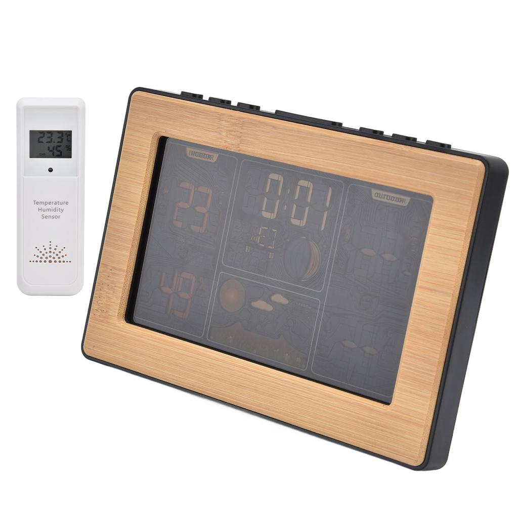 LCD Weather Forecast Station with RCC Receiving Function Wireless Thermometer Hygrometer 100?240VUS