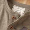 Herren Khaki Henley-Kragen Leinen Baumwolle Kurzarm T-Shirt