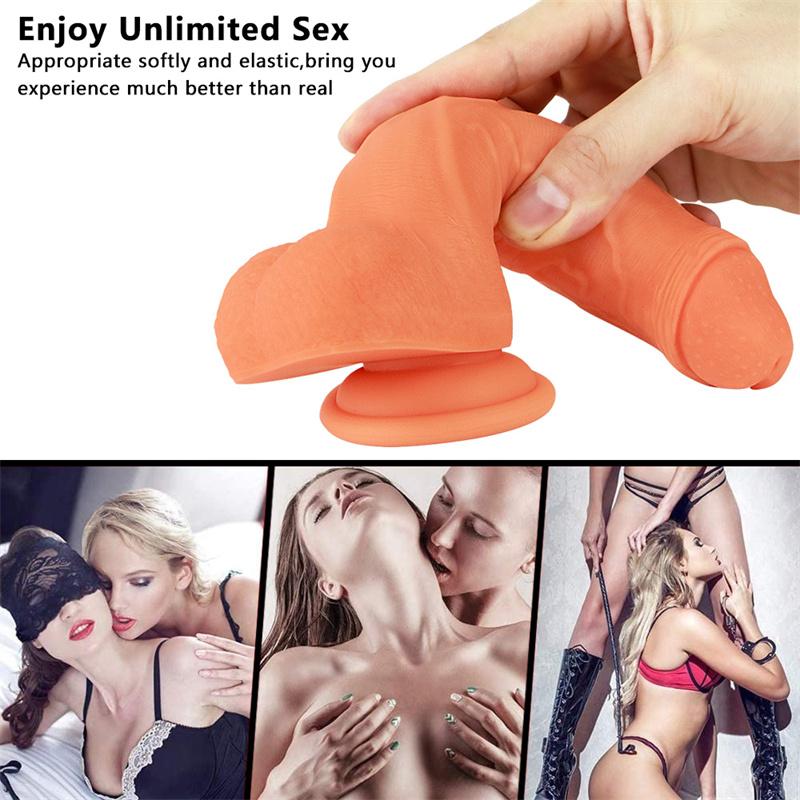 Female Silicone Dildo Double Layer Soft Masturbator Foreskin Sucker Dildo