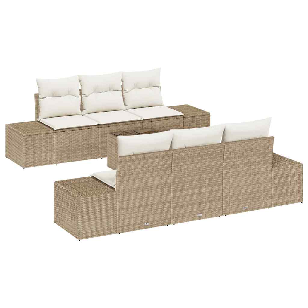Garden Sofa Set with Cushions 8 Pcs Beige and Cream Poly Rattan