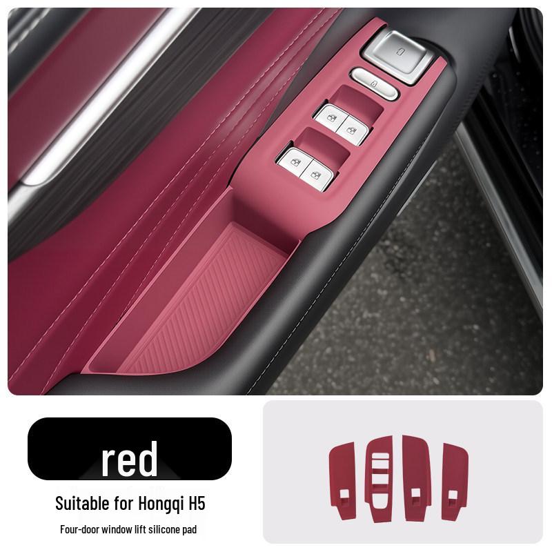 Silicone Protective Mat for 26 Hongqi H5 Models: Door Handle Grip, Slot Storage, & Window Lift Panel