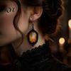 Unique Holiday Gift Gothic Ghost Earrings, Vintage Style Matte Black Alloy Dangle Dark Academia Accessories Halloween Decorative Jewelry for