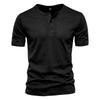 Men’s Summer Quick-Dry Mesh Henry-Neck T-Shirt – Casual Plain Short-Sleeved