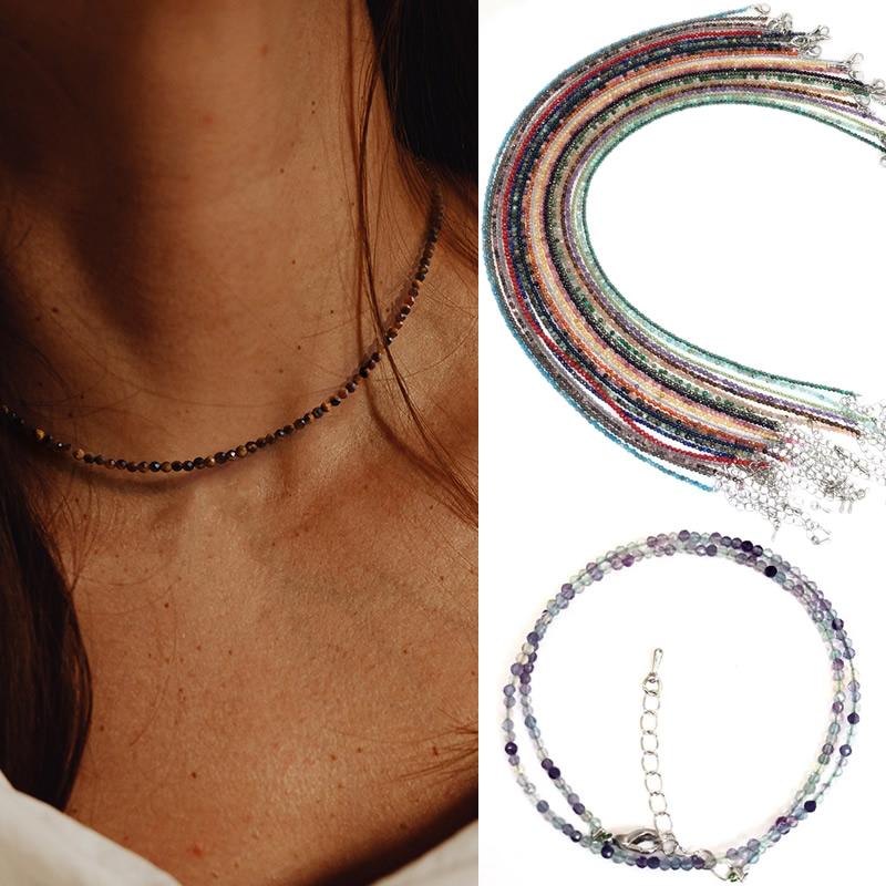 2-3mm Naturstein Perlenkette Handgemacht Mini Turmal Lapislazuli Kristall Energie Heilung Damen Armband für Frauen Schmuck Geschenk