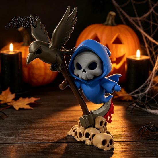 Cute Crow Skull Figurines Halloween Sickle And Ornament, 3D Printed Desktop Decoration, Collection Ornaments Funny Print Collectible Figurine for Home