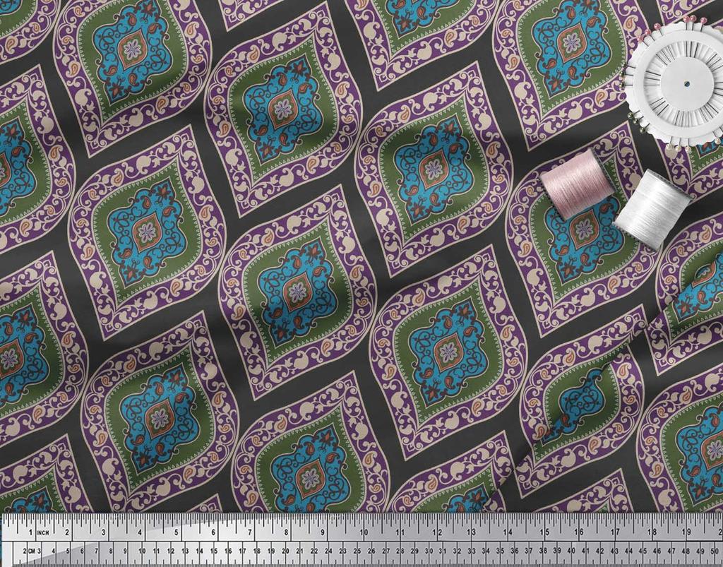 Soimoi Tkanina z czarnej krepy polietylenowej Bezszwowa tkanina z nadrukiem adamaszkowym na metry 42 cale