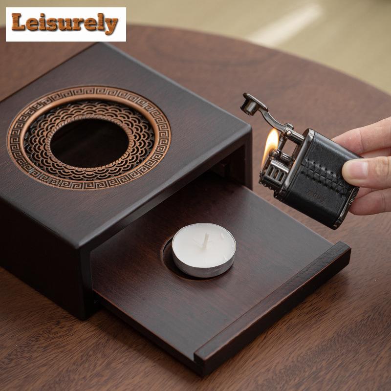 Chinese Bamboo Teapot Warmer Coffee Pots Candle Base Heater Stove Teapot Tea Stove Milk Warmer Stand Kung Fu Set Accessories