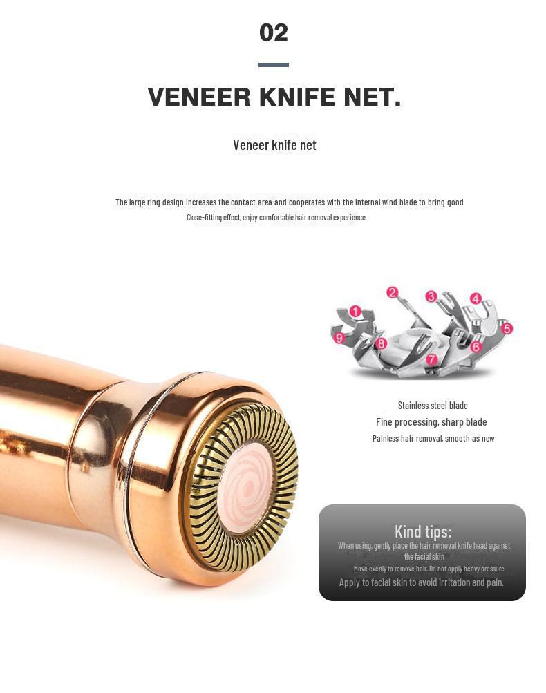 Electric Hair Removal Tool for Women: Facial, Lip, Nose, Underarms & Private Areas, with Mini Eyebrow Trimmer