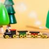 Miniature Wood Train Set Toy Model Figure for 1/12 Scale Doll House Decoration Christmas Scene Arrangement Accessories