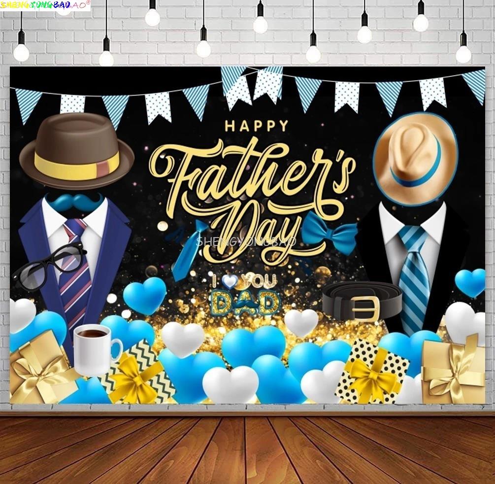 Happy Father's Day Background Gentleman Black Suit Tie Photography Backdrop Evening Party Photo Shooting Props AT-08