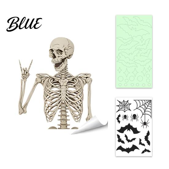 Halloween Home Decor Glow-in-the-Dark Window Cling Spooky Ghost Skeleton Glass Sticker Decal Waterproof Static for Holiday Party Removable
