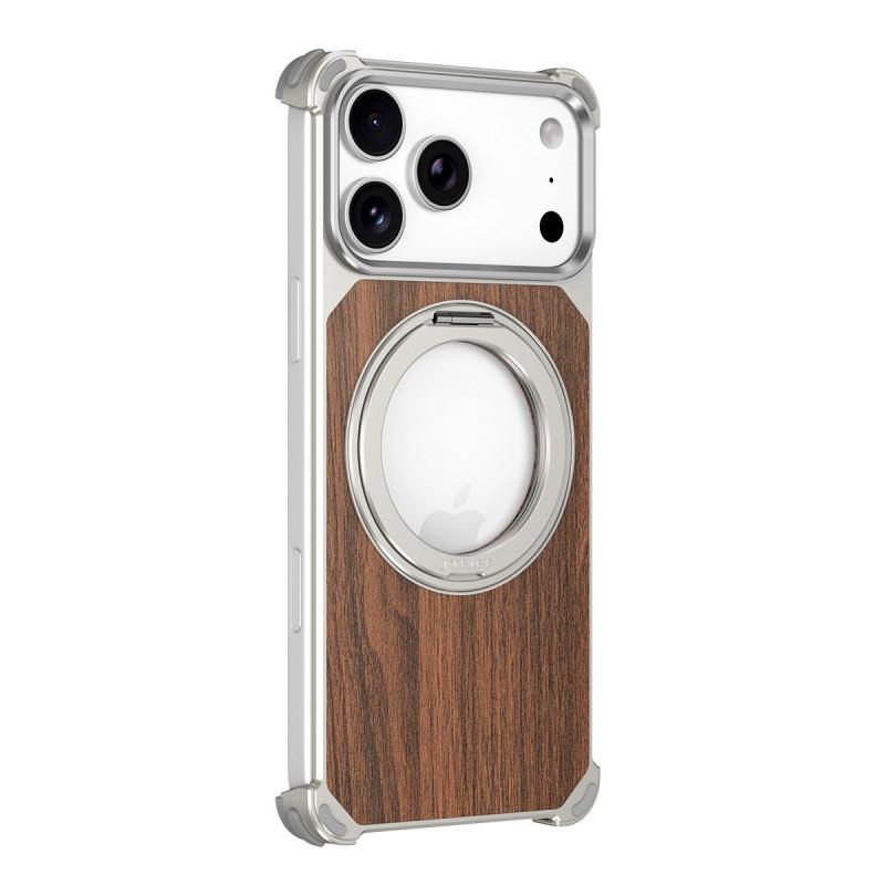 Magnetischer Metall-Drehständer Walnuss-Handyhülle iPhone 17 Pro Max 16 15 Stoßfest Wärmeableitung Kratzfest