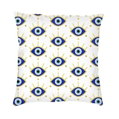 Luxury Mediterranean Evil Eye Protection Cushion Cover 50x50cm Velvet Pillow Case for Car Square Pillowcase Home Decorative