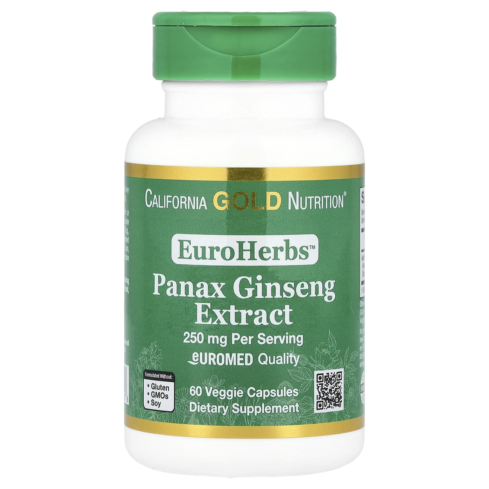 

Euroherbs™, Ginseng Extract, Euromed Quality, 250Mg, 60 Veggie Capsules