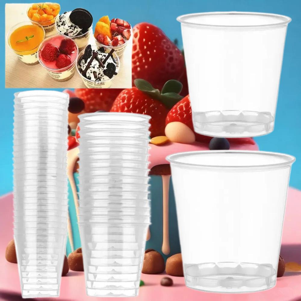 25/50pcs Disposable Transparent Dessert Plastic Cups 160170200ml Outdoor Picnic Birthday Party Supplies Kitchen Tableware Bar