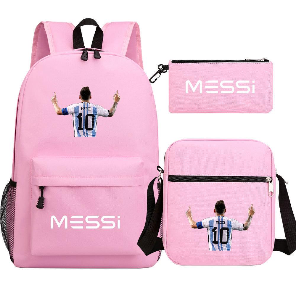 Football Star Print Youth Primary And Secondary School Students Schoolbag Three-Piece Set Men'S And Women'S Backpack