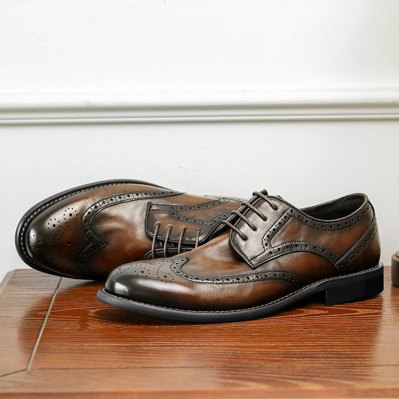 Desai Business Derby Ayakkabılar İlk Katman İnek Derisi Nefes Alabilir Cilalı Deri Ayakkabılar Alçak Üst Elbise Günlük Erkek Ayakkabıları