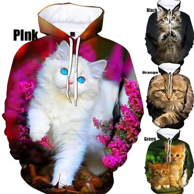 Cute Cat Hoodie Men Clothing Pop 3D Kawaii Cats Printed Hoodies Funny Kids Tops Women Harajuku Fashion Y2k Pullover Hooded Hoody