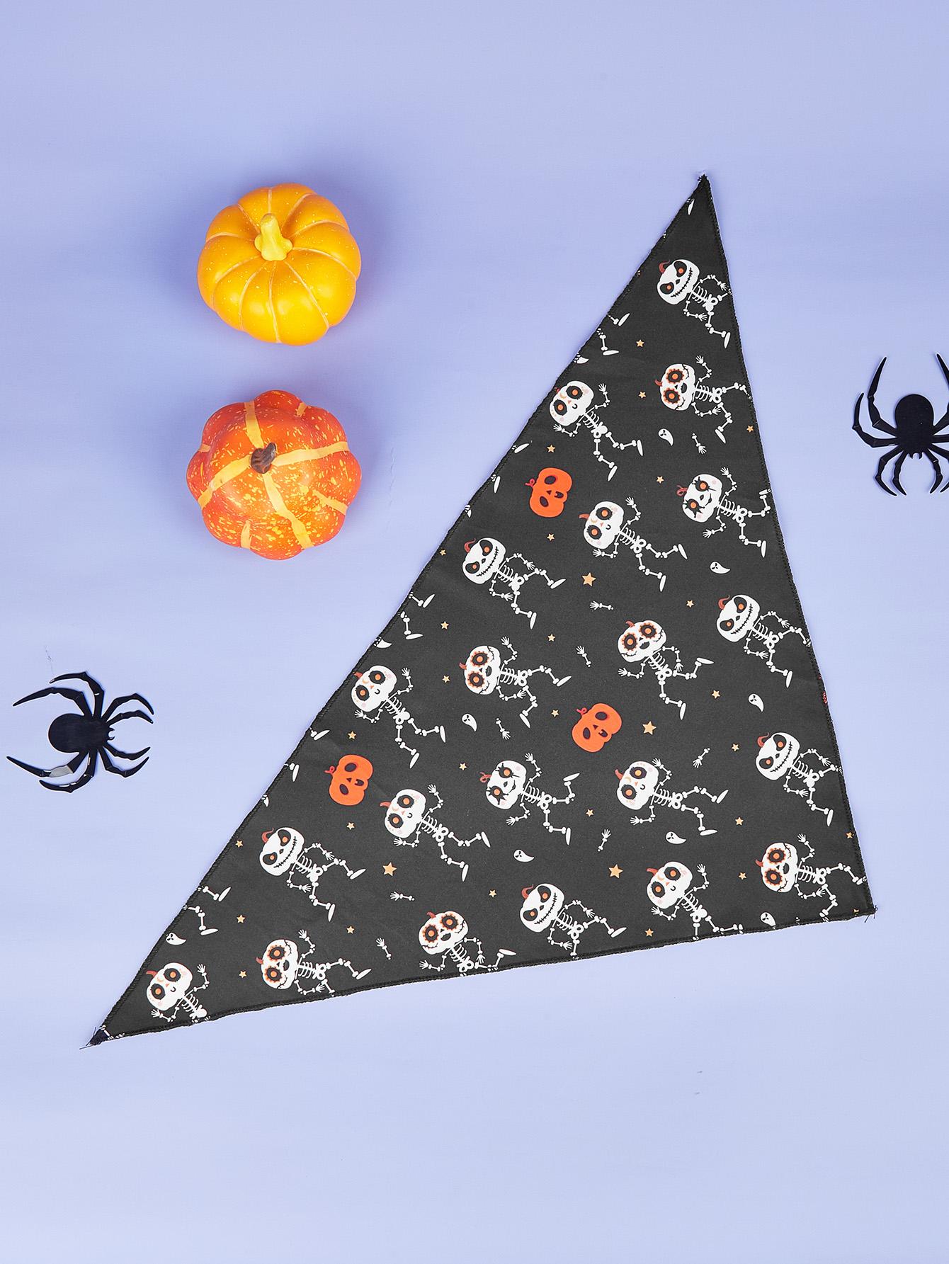 

Halloween Dog Bandana, Pumpkin and Spider Web Bibs Triangle Pet Scarf, Multiple Sizes Soft and Adjustable Fit S чёрный