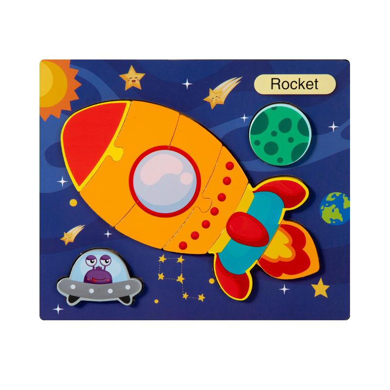 Kognitive 3D dreidimensionale Puzzle-Spielzeuge für Kinder 0-3 Jahre, frühpädagogische Lernpuzzle aus Holz